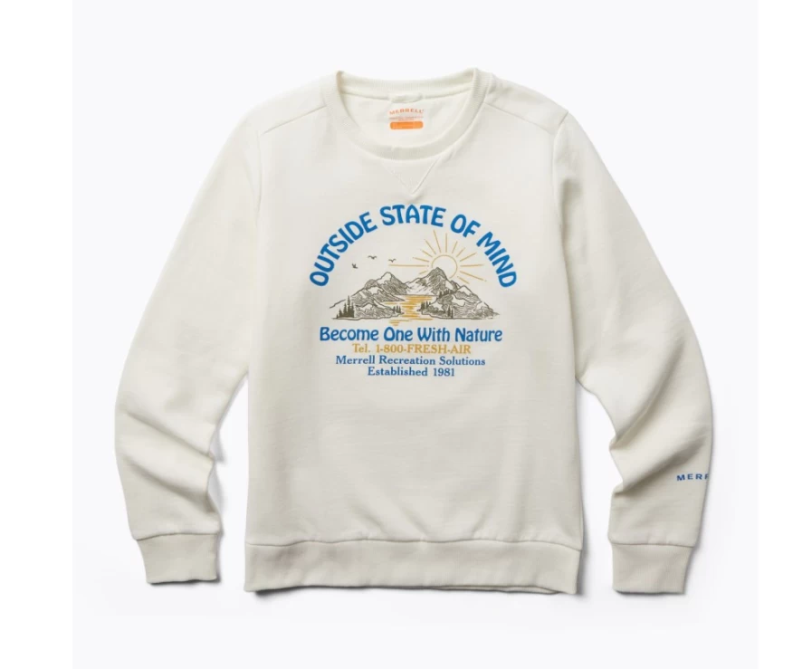 Merrell Women's Cloud Dancer Outside State Of Mind Crew Neck Sweatshirt